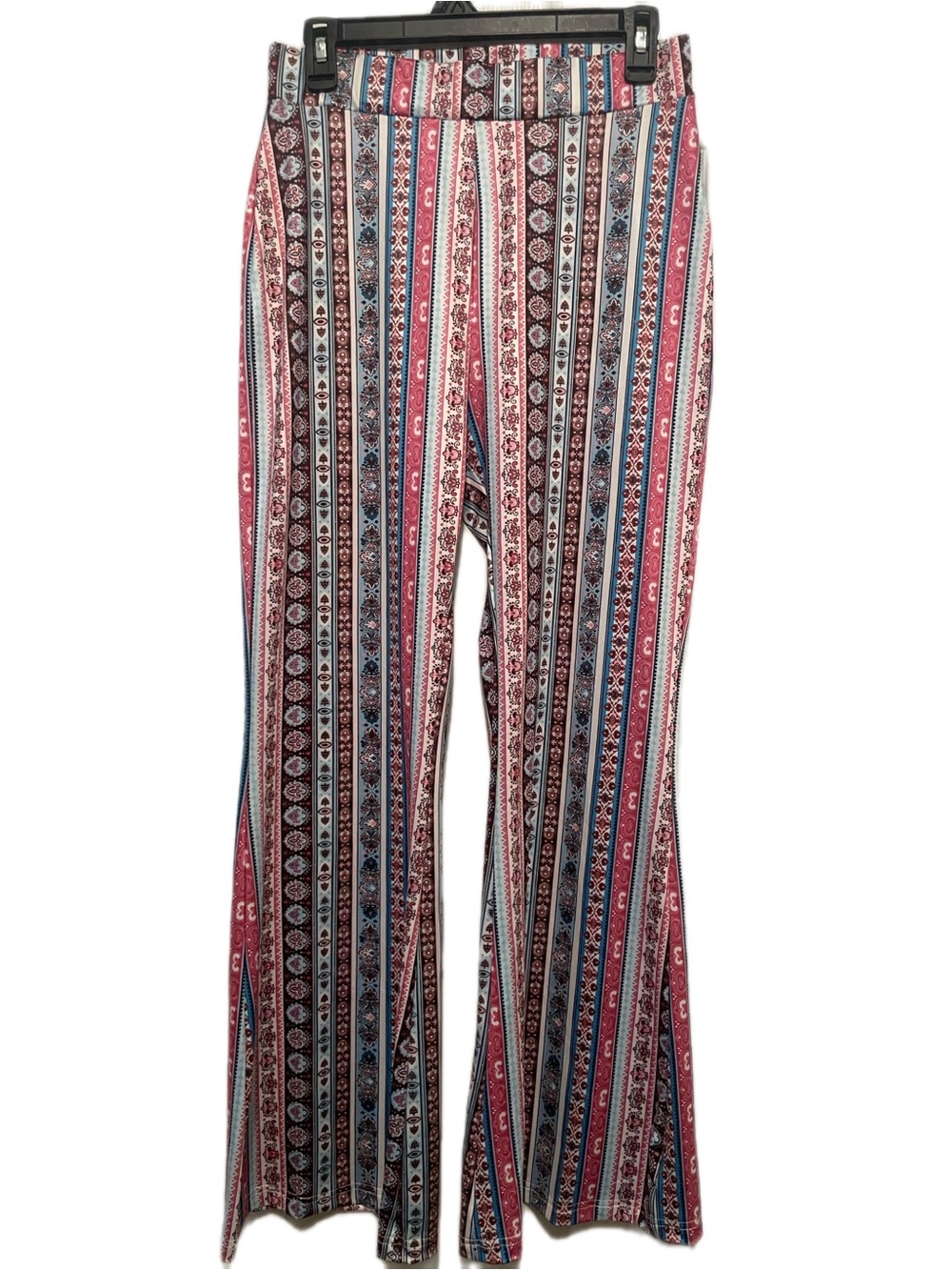 SHEIN Pink Blue Vertical Stripe Wide-Leg Pants. 28 inches inseam